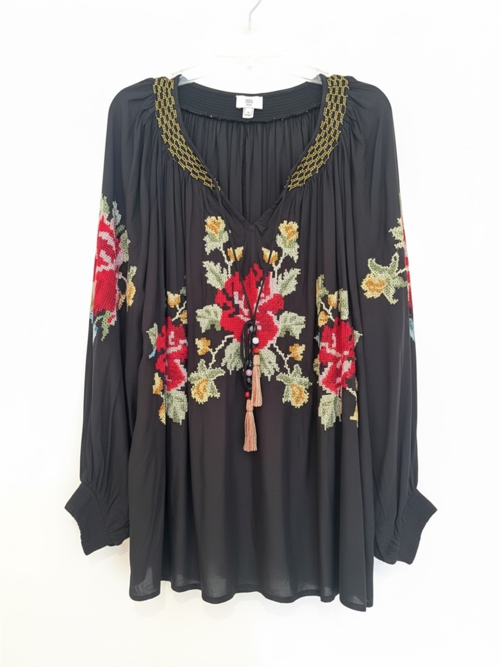River Island Floral Embroidered Boho Top Sz XL